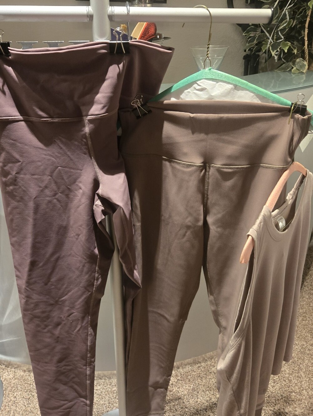 DYI High-Waist Ribbed Leggings in Mauve Taupe